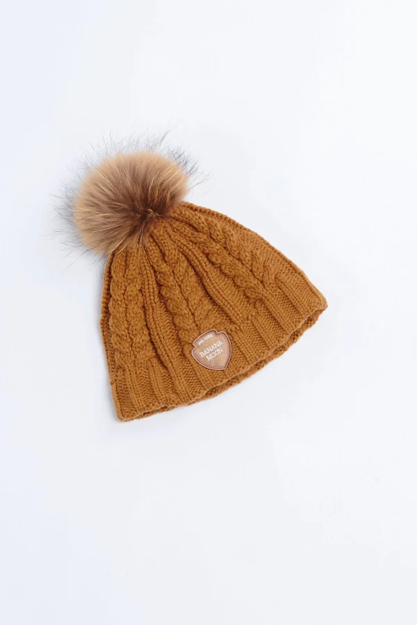 Banana Moon Bonnet Avec Pompon En Fourrure Marron Dotto Lemonwood magasin 3