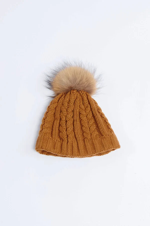 Banana Moon Bonnet Avec Pompon En Fourrure Marron Dotto Lemonwood magasin 4